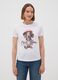 White pure cotton jersey T-shirt with puppy print, regular fit_2