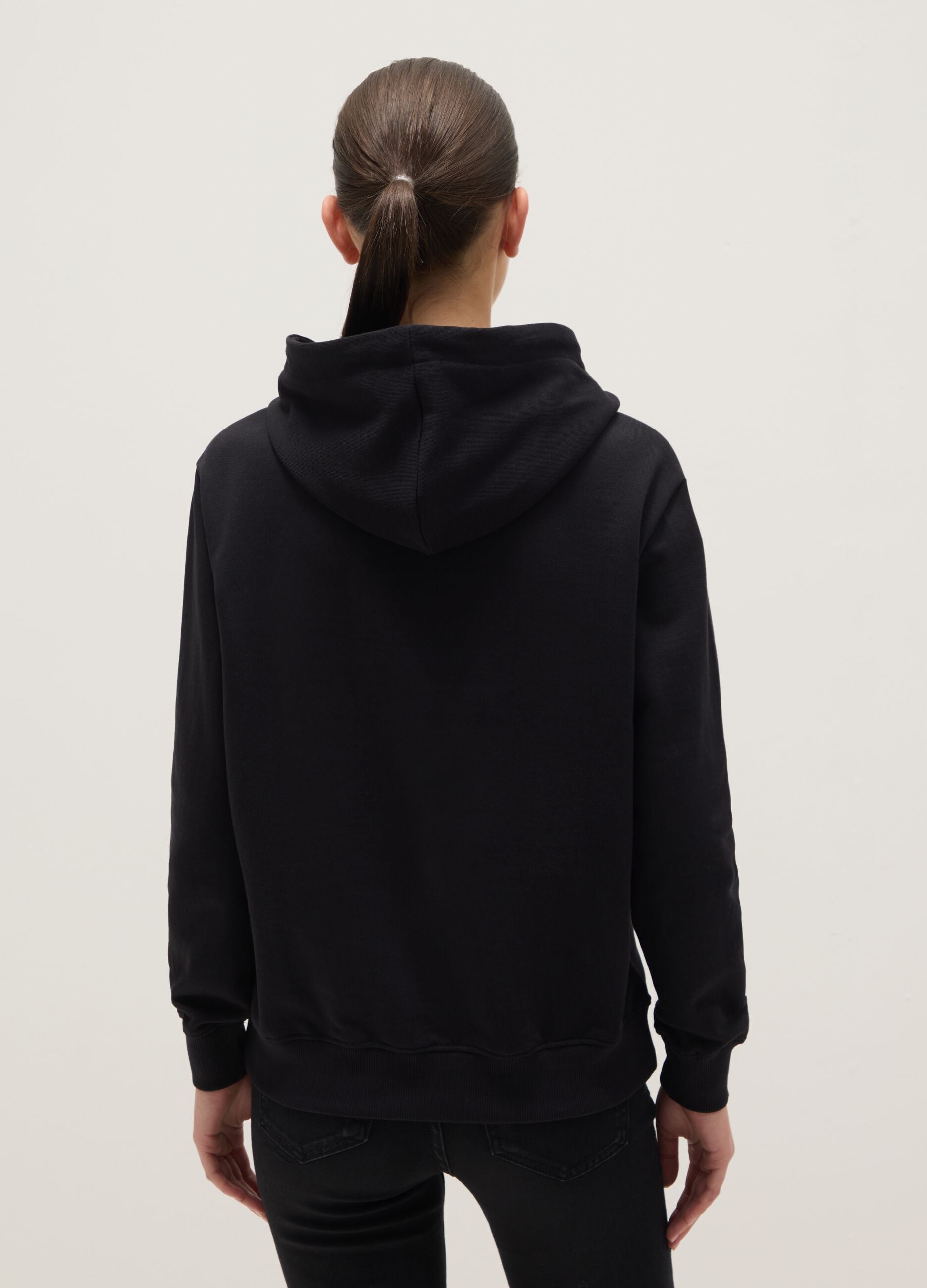 Black pure cotton regular fit hoodie with Hard Rock Cafe logo