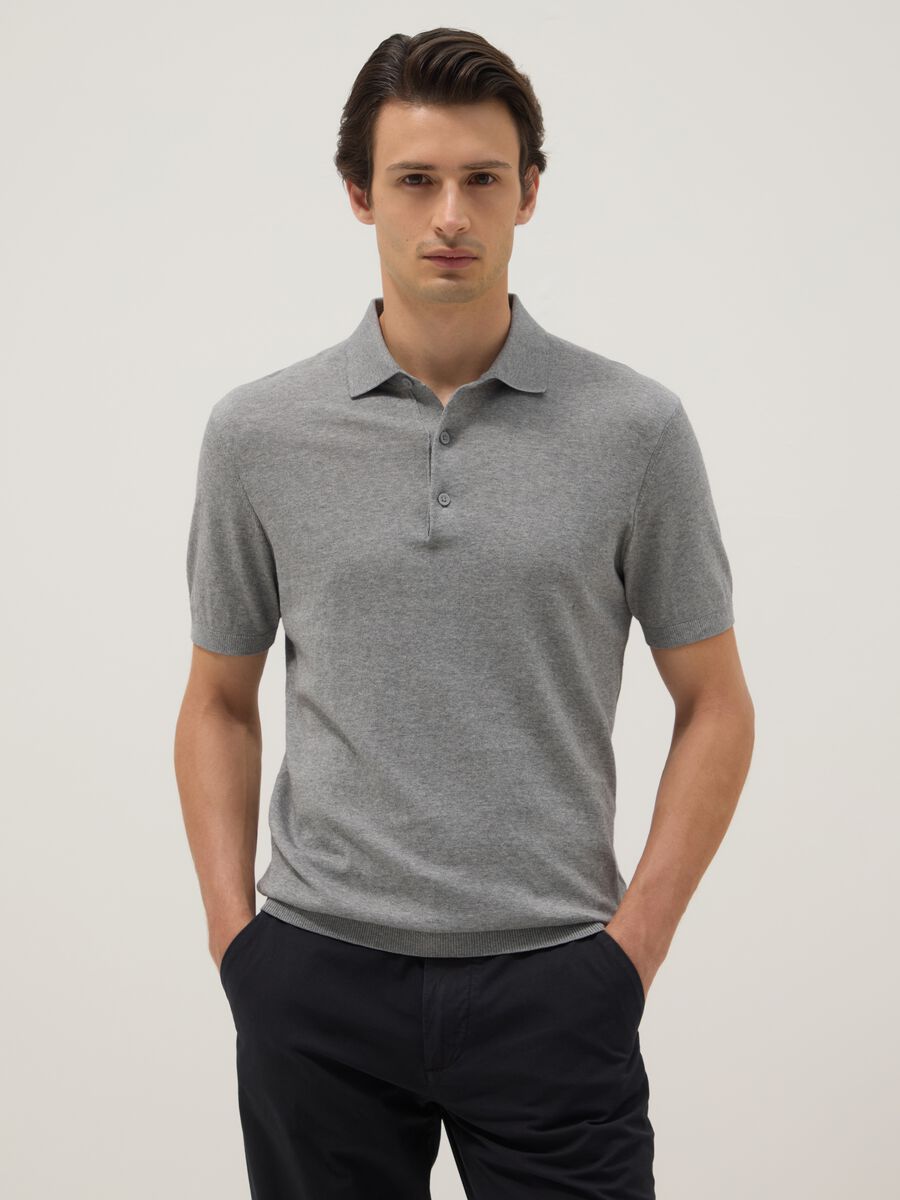 Grey pure cotton polo shirt regular fit_0