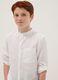 White linen and cotton blend boys&rsquo; shirt with mandarin collar_2