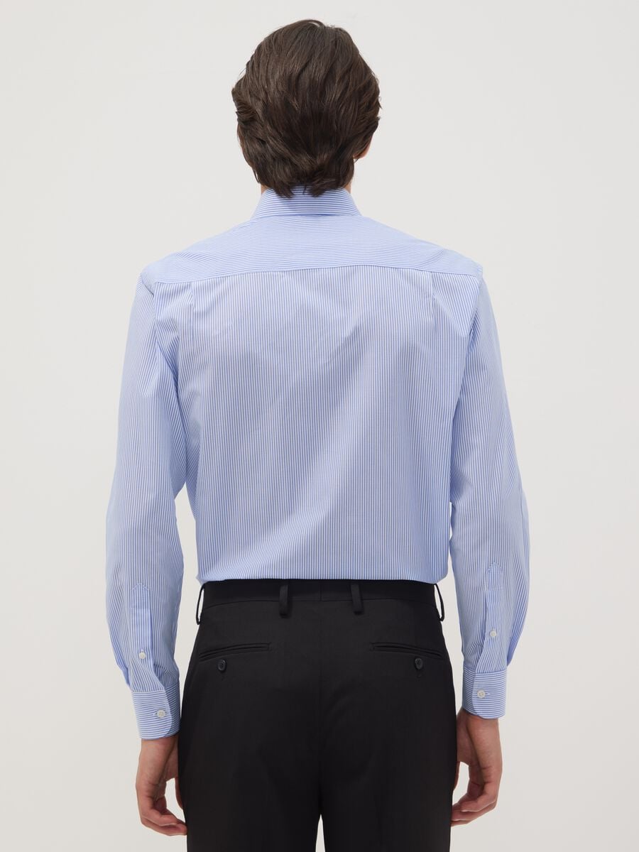 Blue striped cotton-blend shirt with button-down collar, easy-iron, regular fit_3