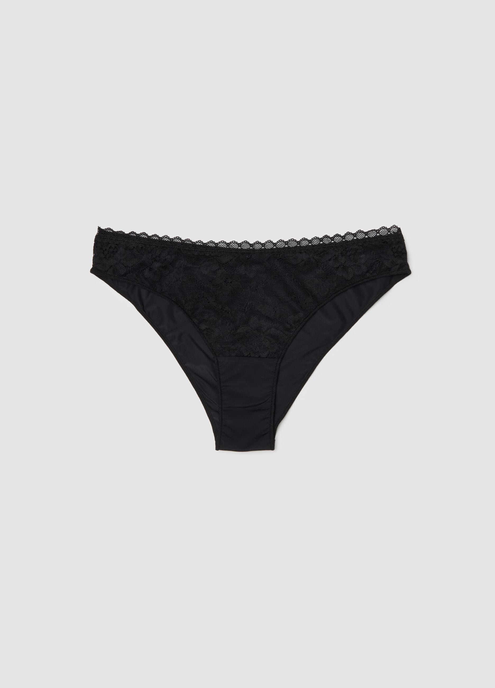 Black lace regular fit knickers
