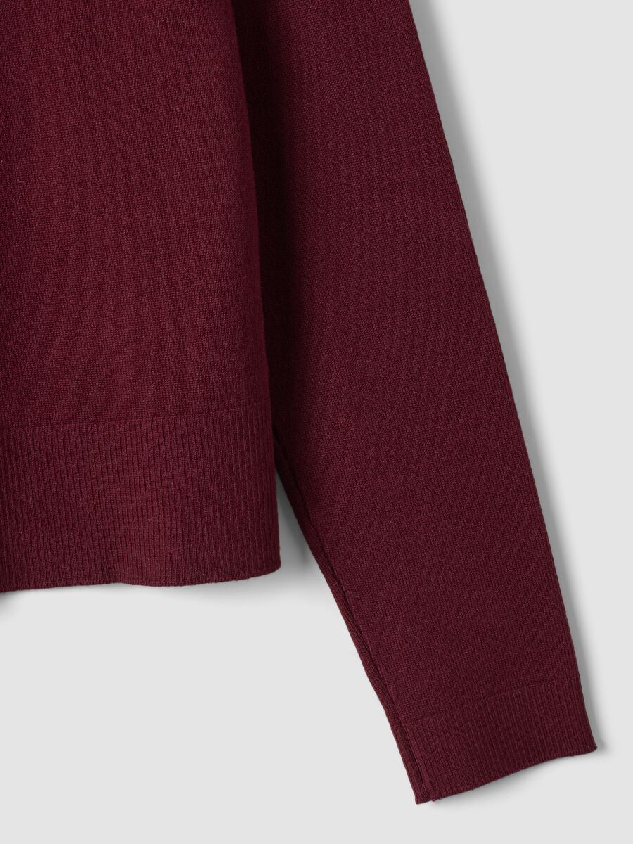Red viscose-blend polo-collar top, regular fit_5