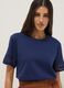 Blue short-sleeved pure cotton T-shirt_0