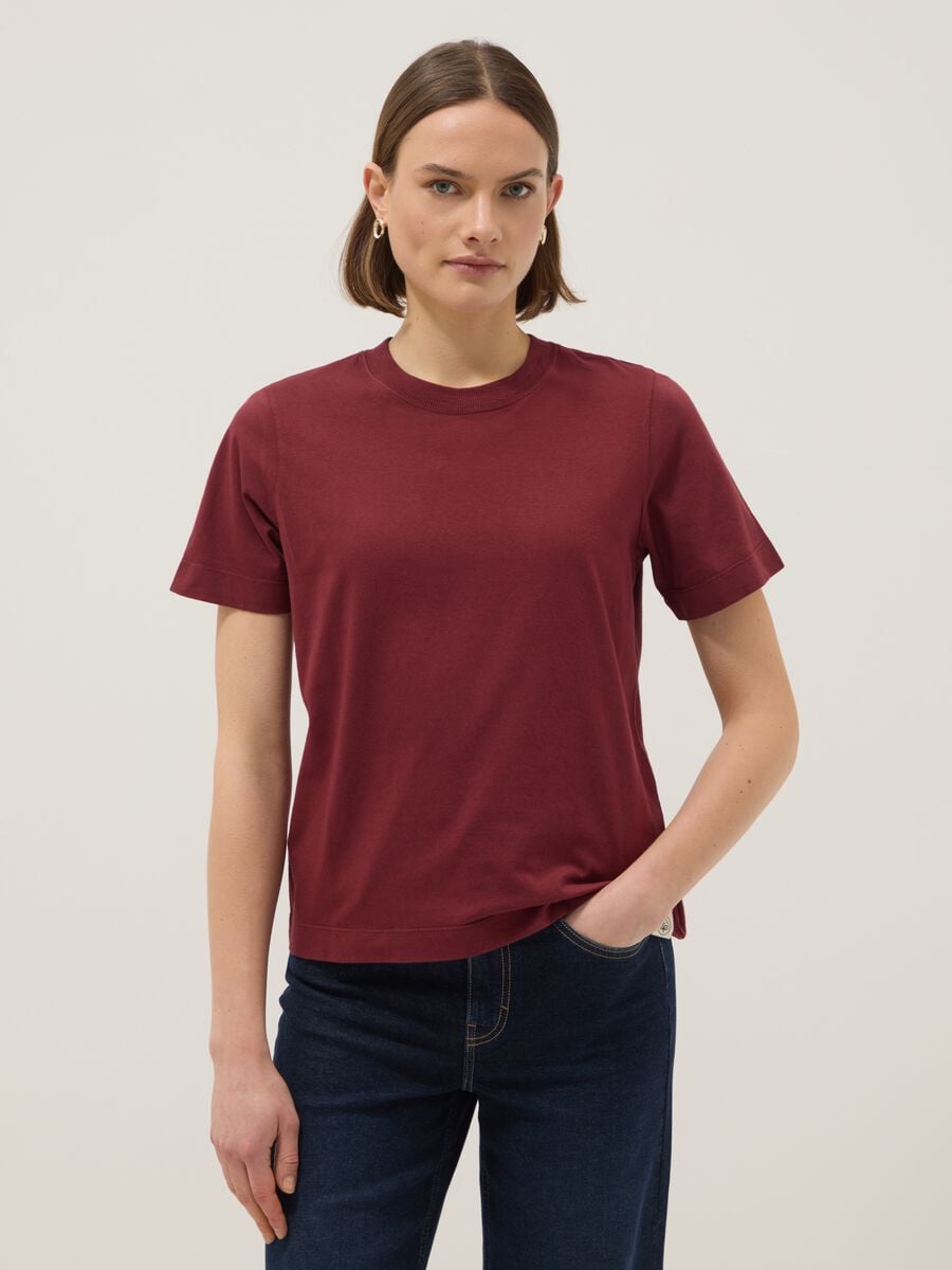 Red crew neck t-shirt in pure cotton regular fit_0
