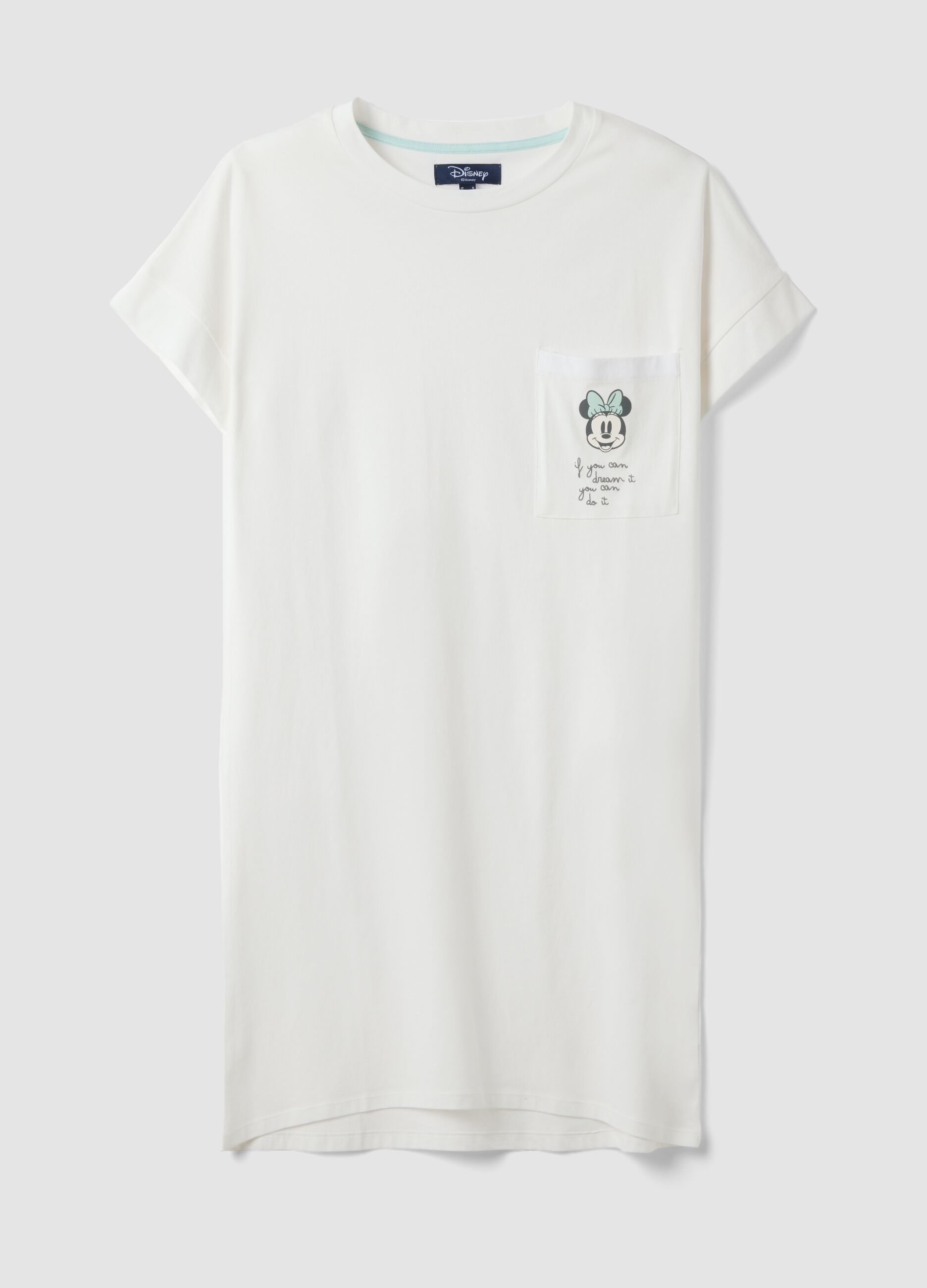 White nightdress in pure organic cotton with Minnie print