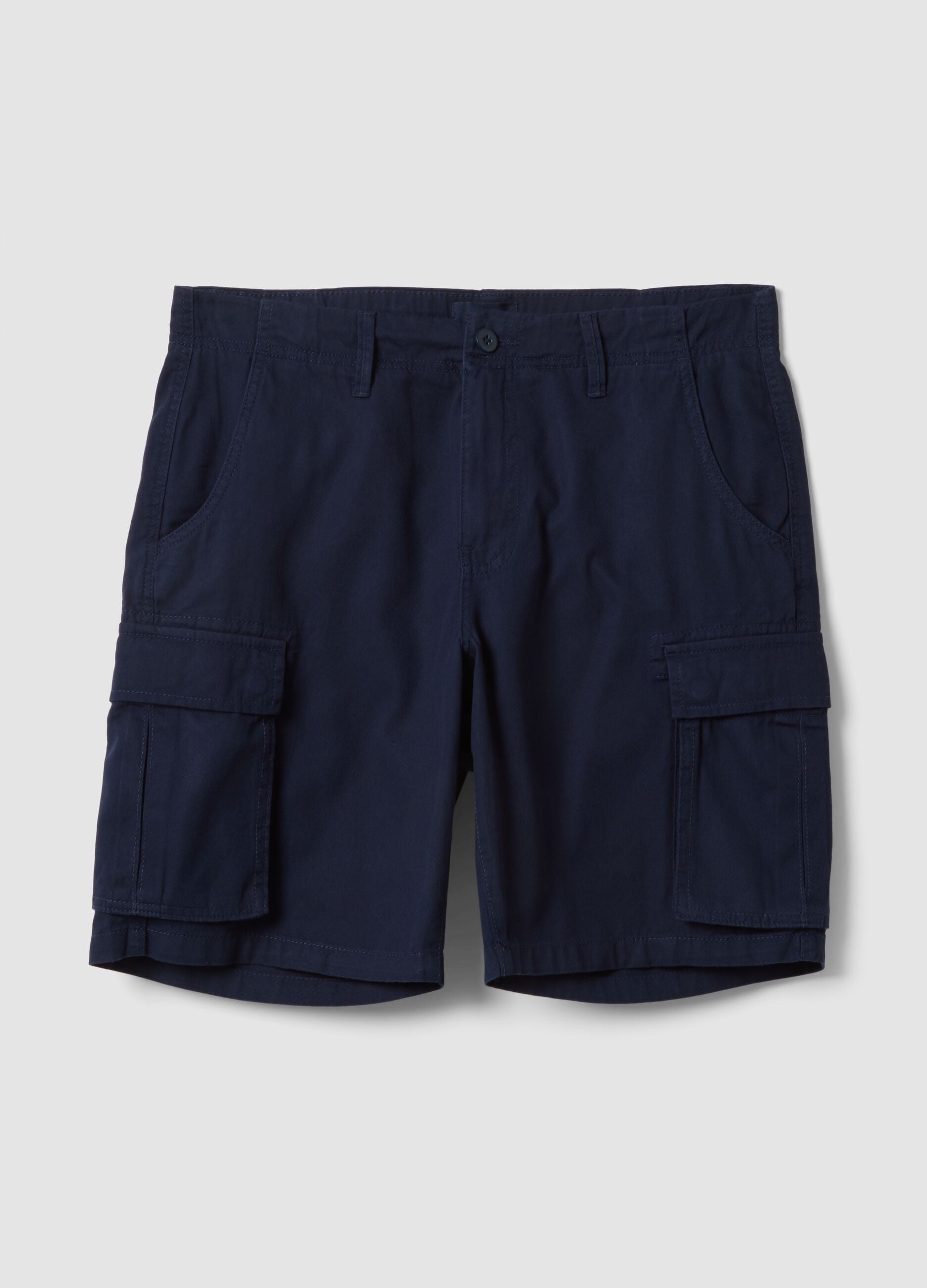 Blue regular-fit pure cotton cargo shorts
