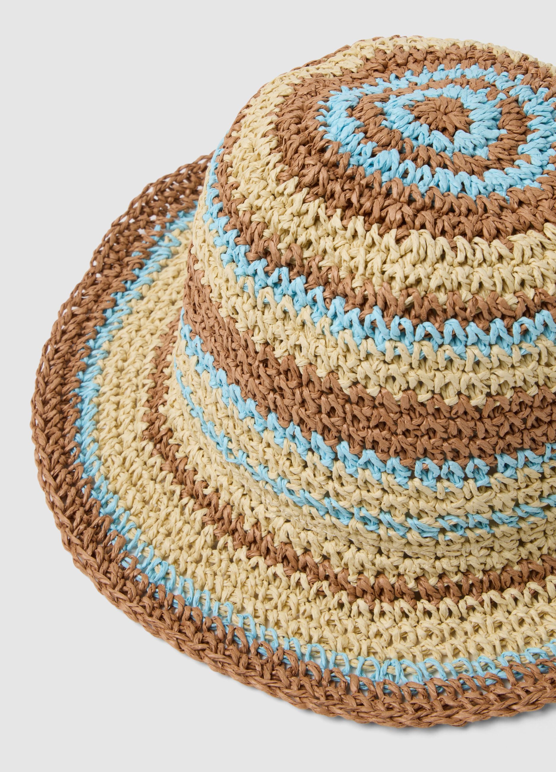 Multicolour striped paper blend fabric hat