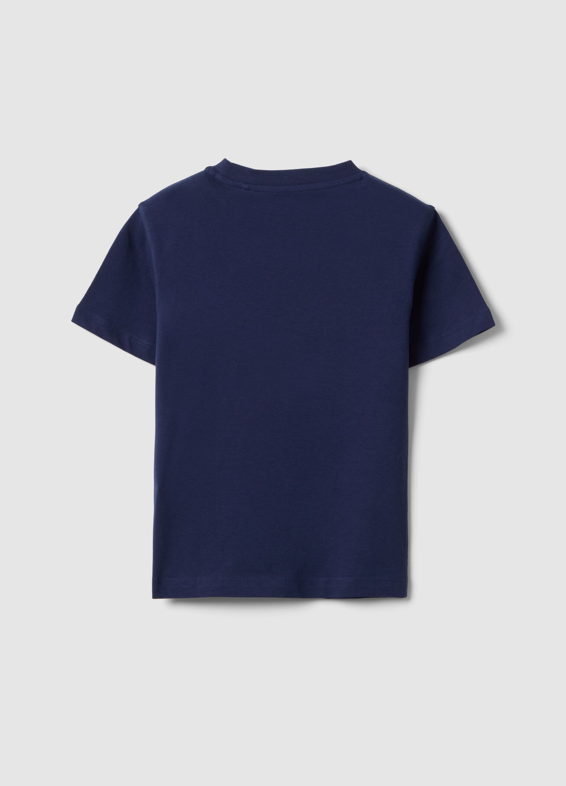 Boys' regular fit blue pure cotton T-shirt with palm print