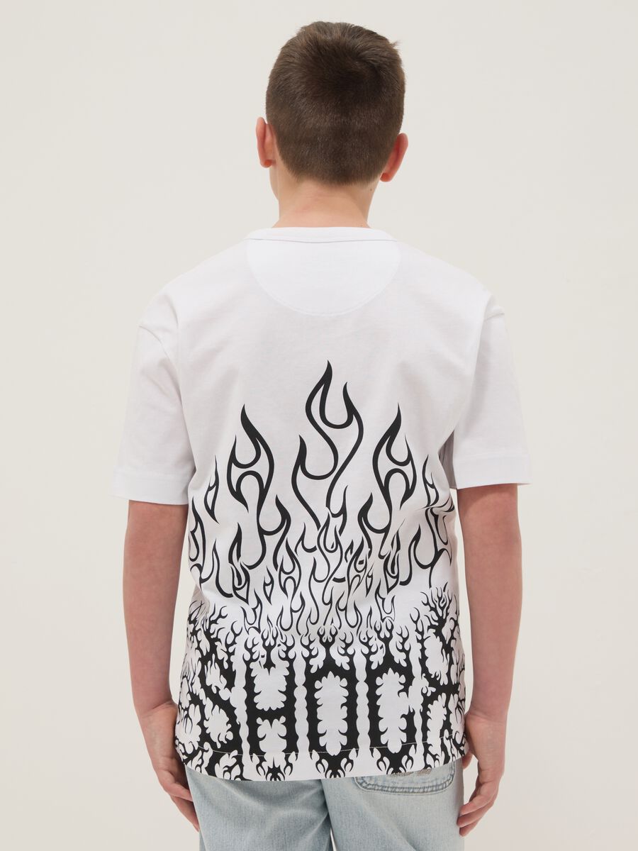 Children's white pure cotton oversized fit T-shirt with print_1