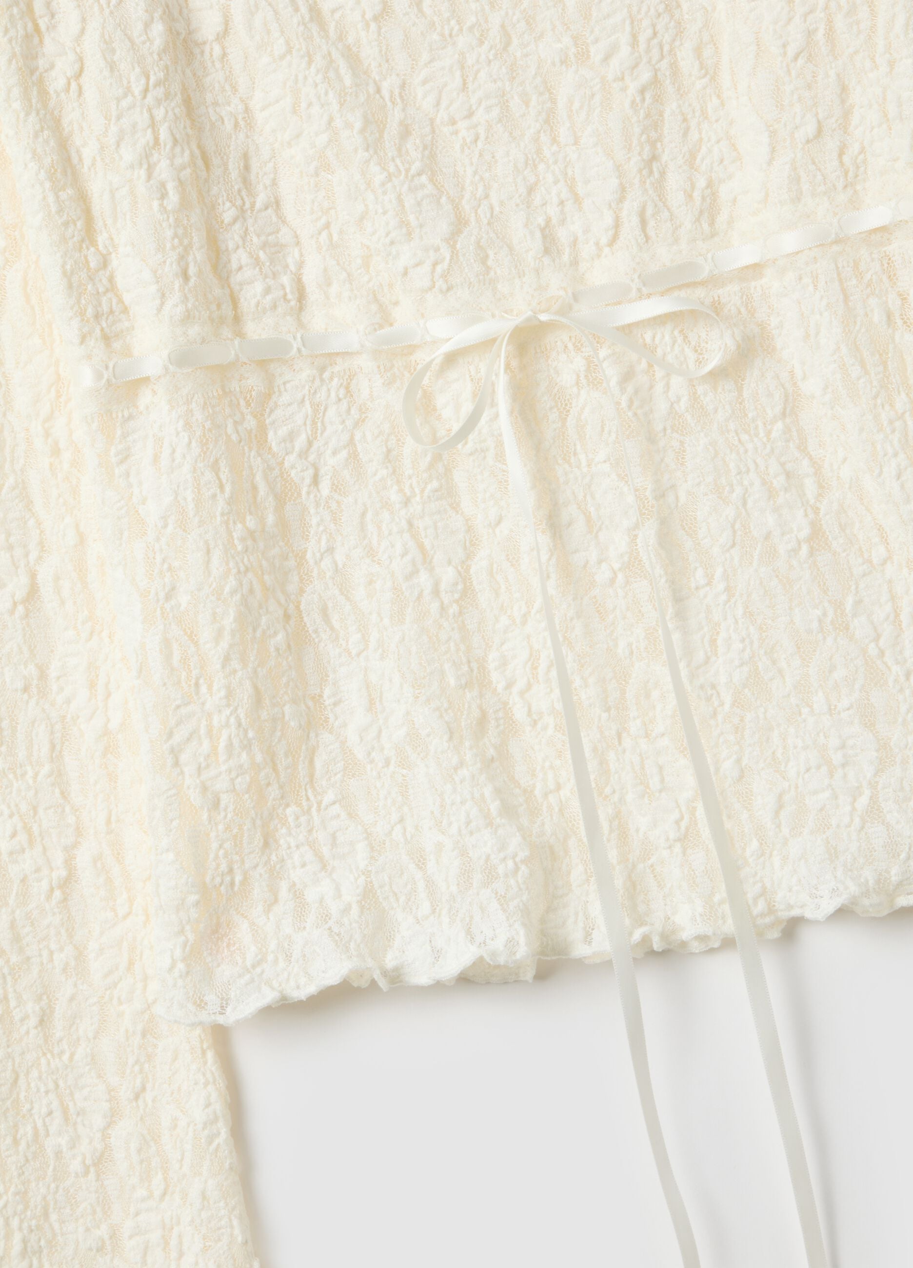 White long-sleeve top with lace