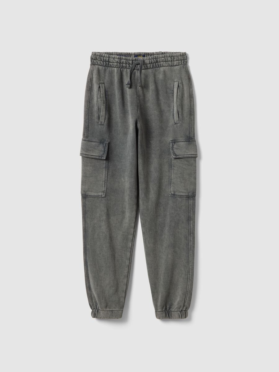 Boys' grey cotton blend cargo jogger trousers regular fit_3