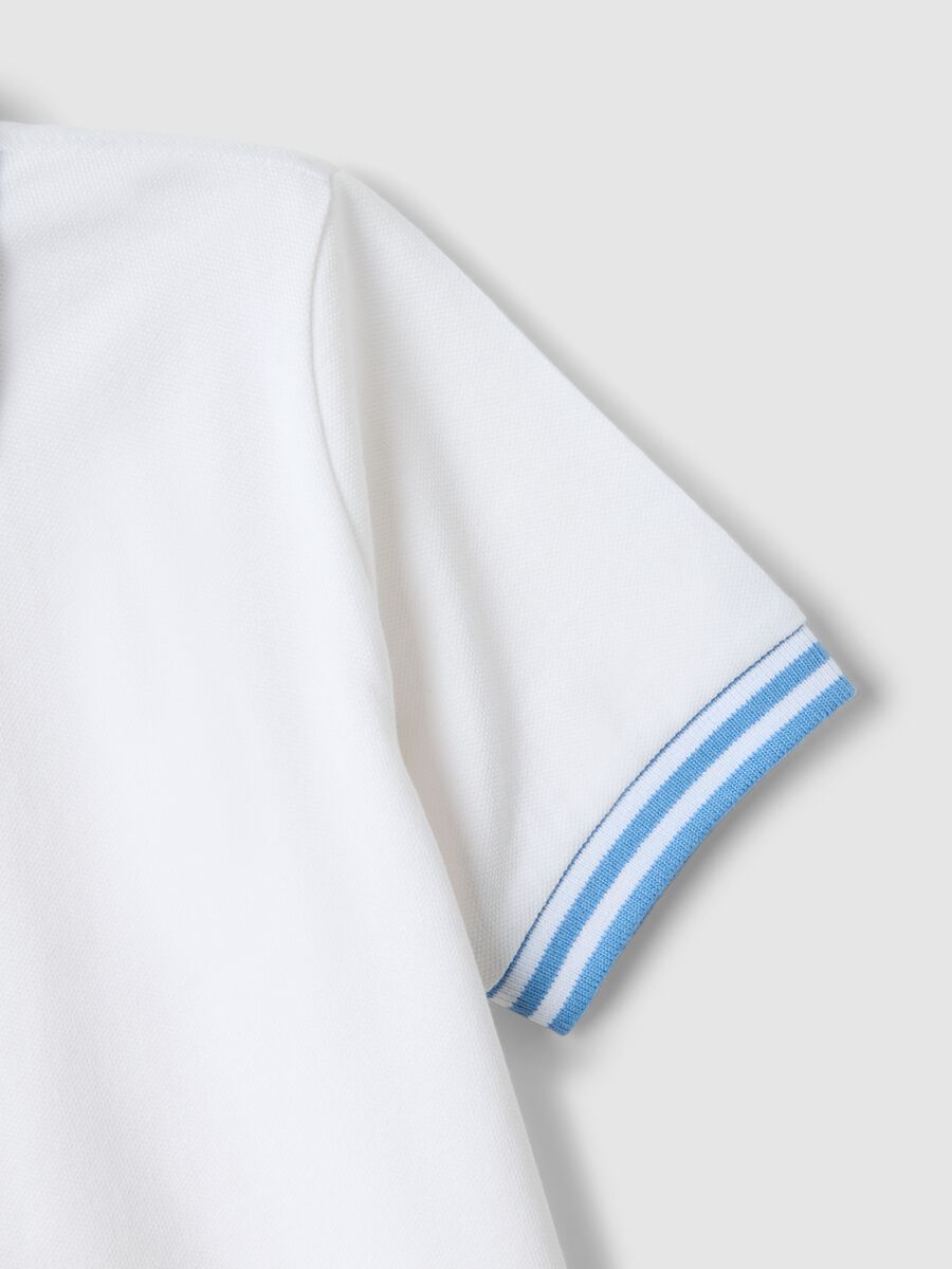 Children's white pure cotton polo regular fit with coloured trims_2