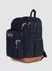 Blue backpack with brown base and external pockets_3