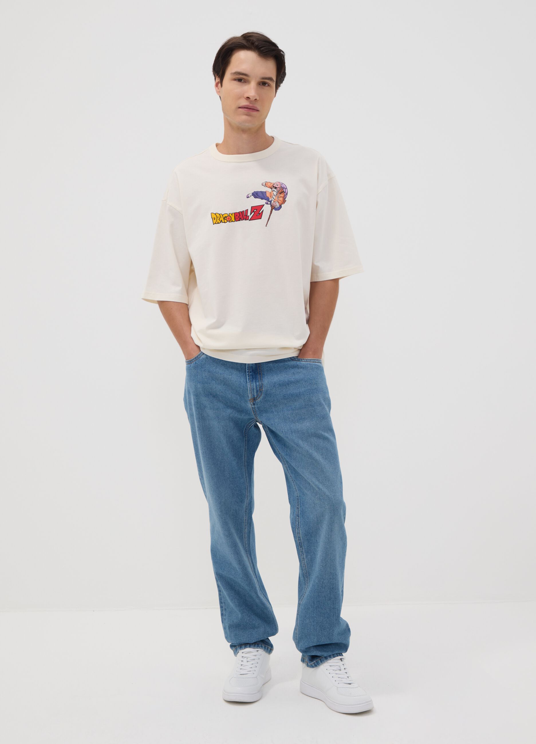 White pure cotton T-shirt with Dragon Ball Z print