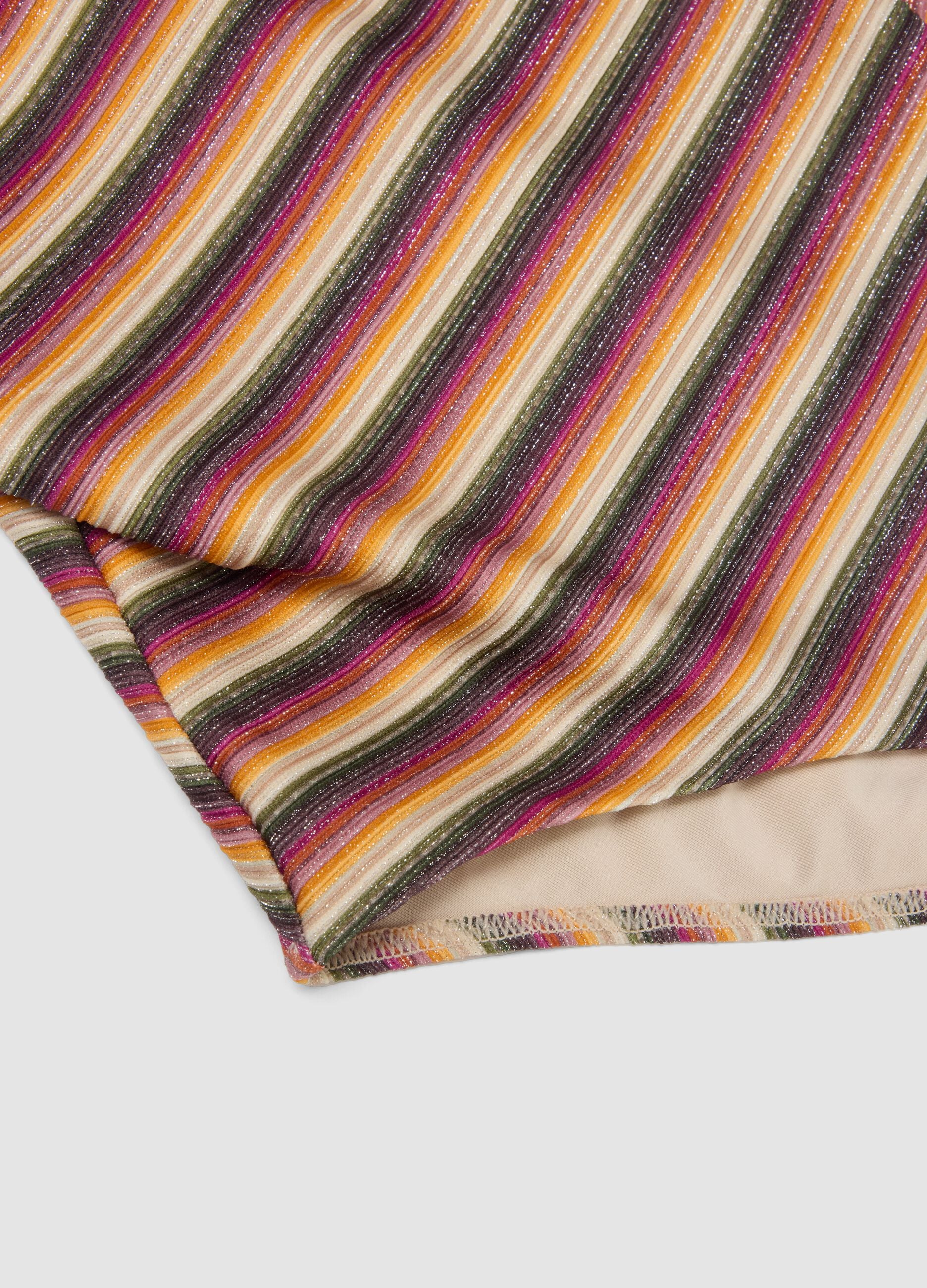 Multicoloured striped stretch fabric swimsuit