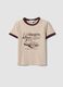 Pink cotton T-shirt with front graphic print and contrast trims_0