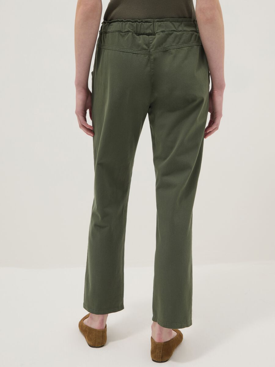Women's Green Stretch Cotton Regular Fit Trousers_2