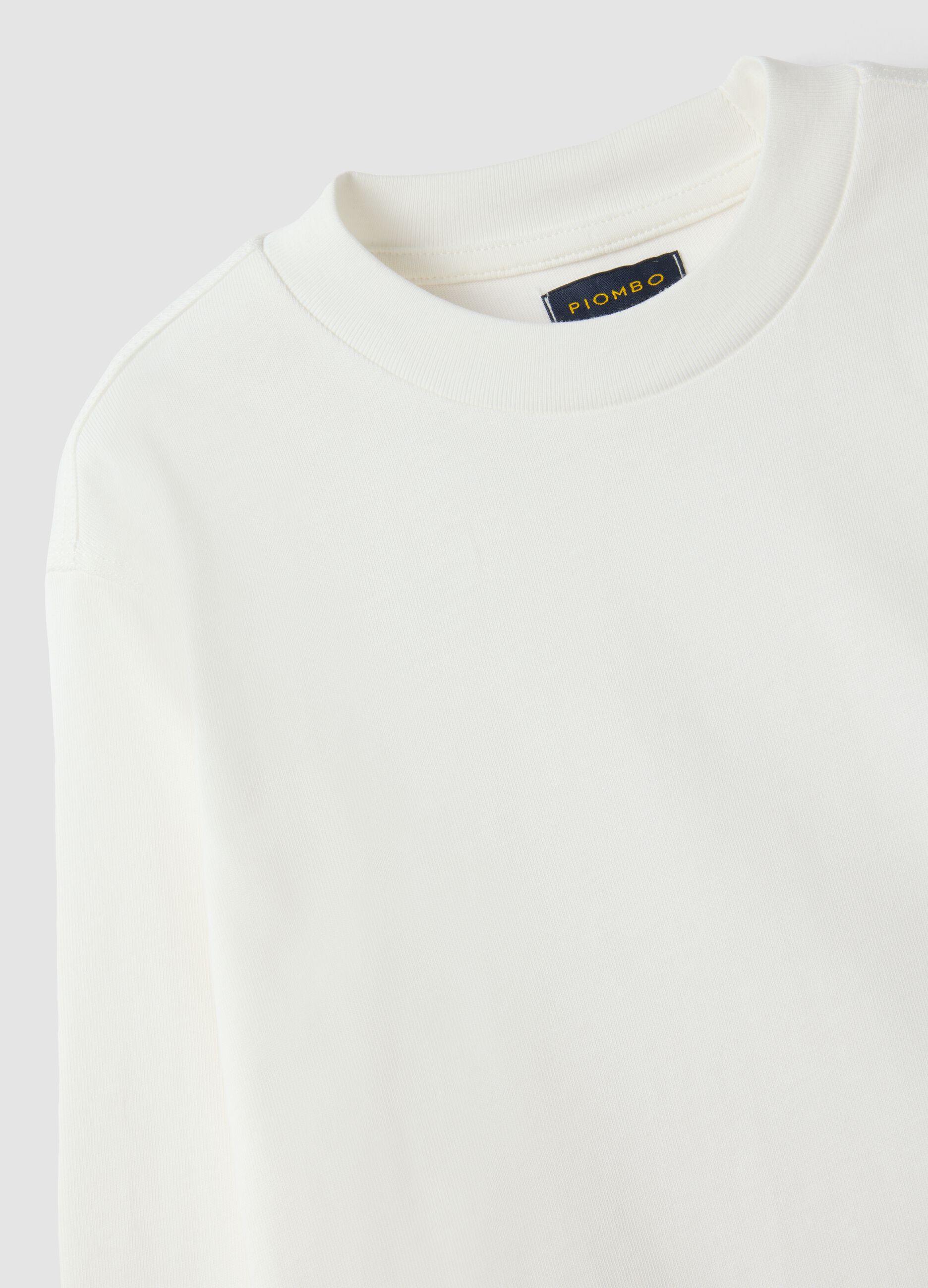 T-shirt bianca in puro cotone girocollo a maniche lunghe per bambino