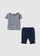 Blue pure cotton set with frills for girls_1