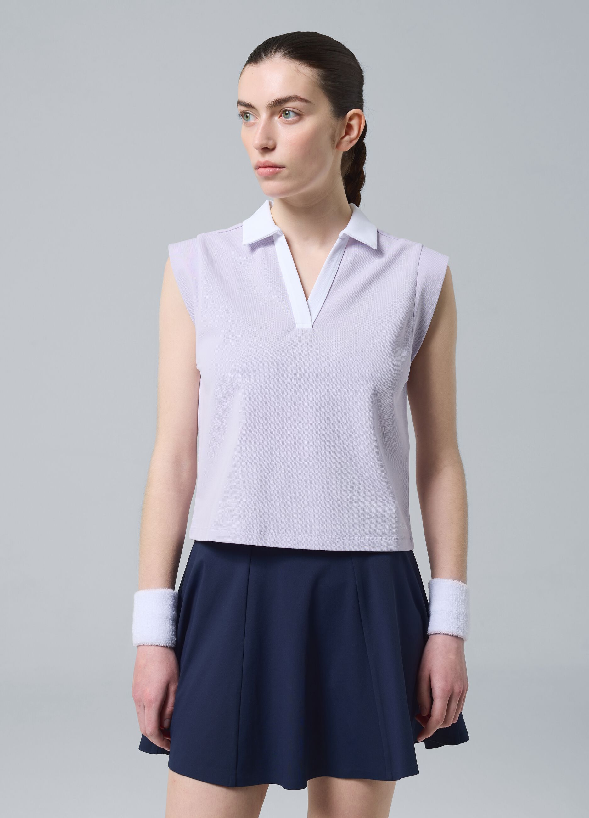 Purple sleeveless ALTAVIA COURT polo in stretch cotton with classic collar