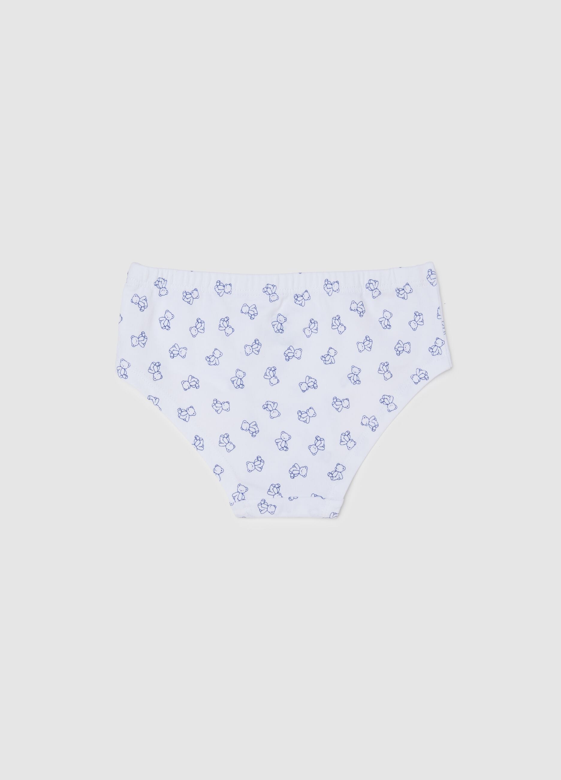 Multicolour Stretch Cotton Girls' Briefs with Teddy Bears