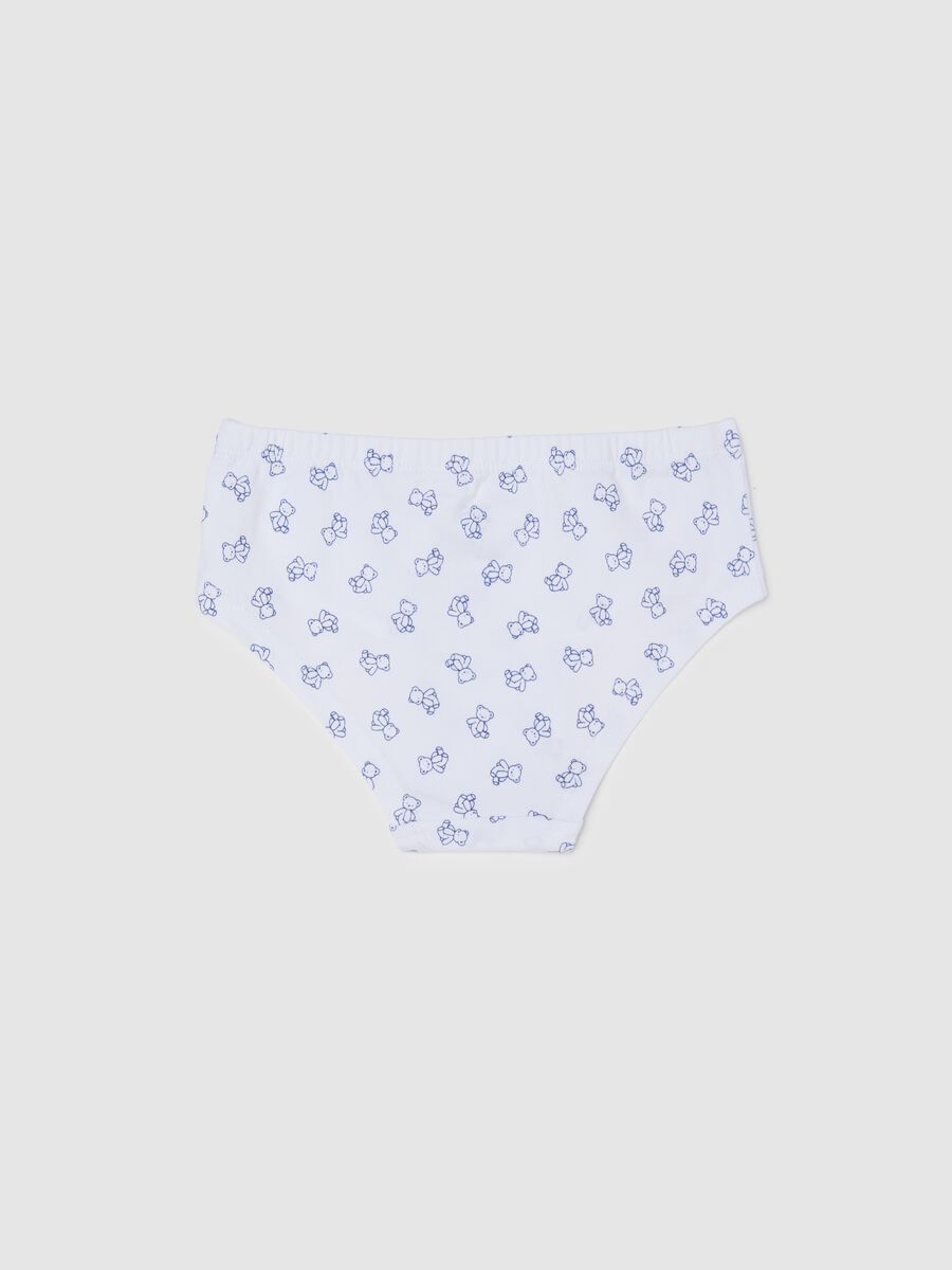 Multicolour Stretch Cotton Girls' Briefs with Teddy Bears_1