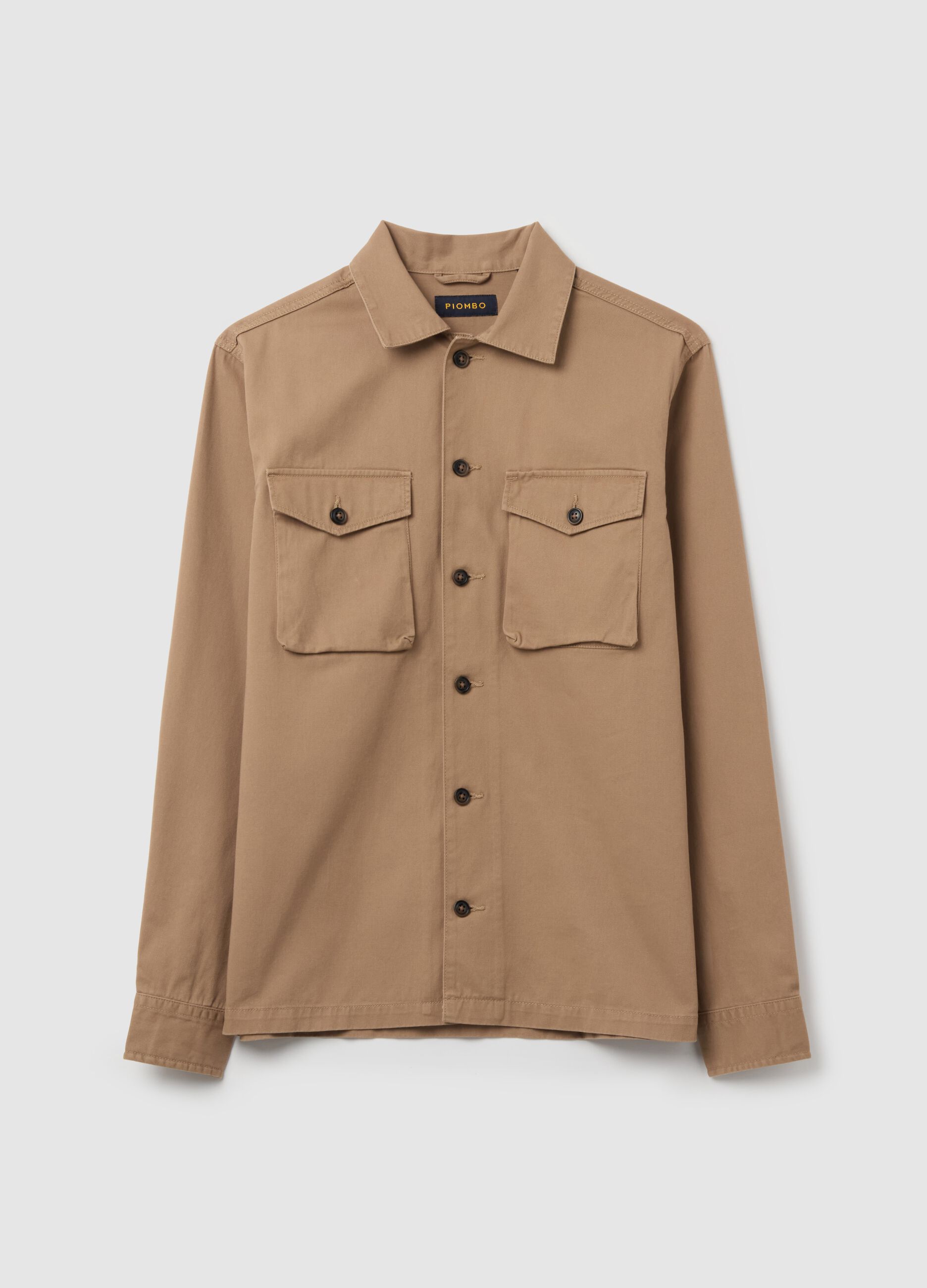 Solid colour shacket in twill