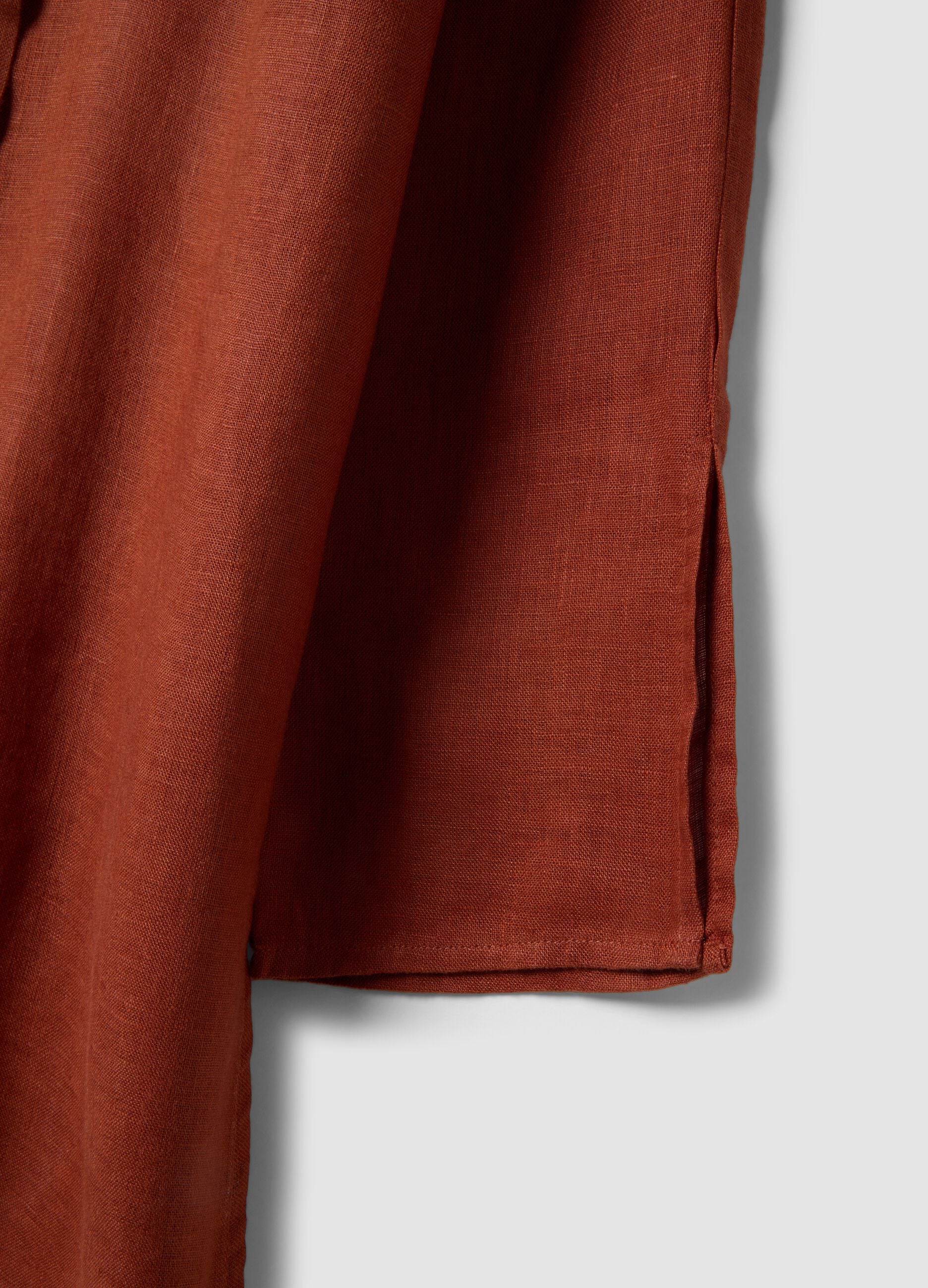 Red pure linen oversized shirt