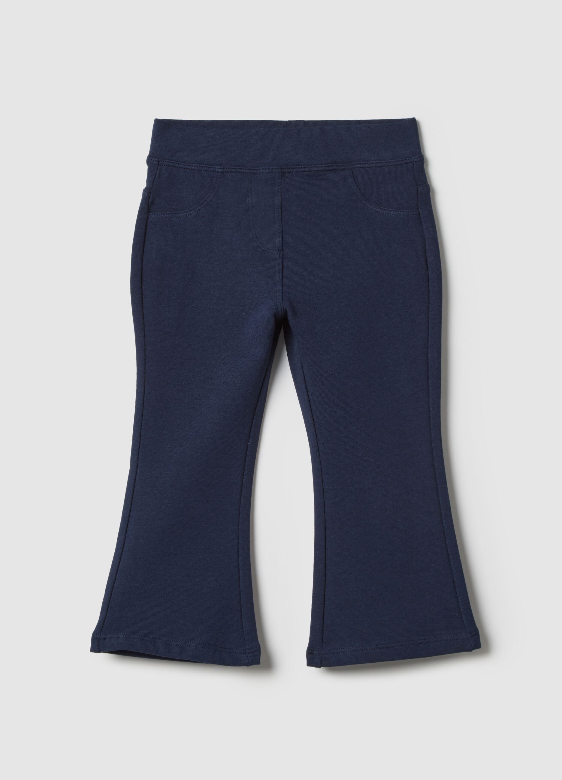Blue slim fit stretch cotton trousers for girls