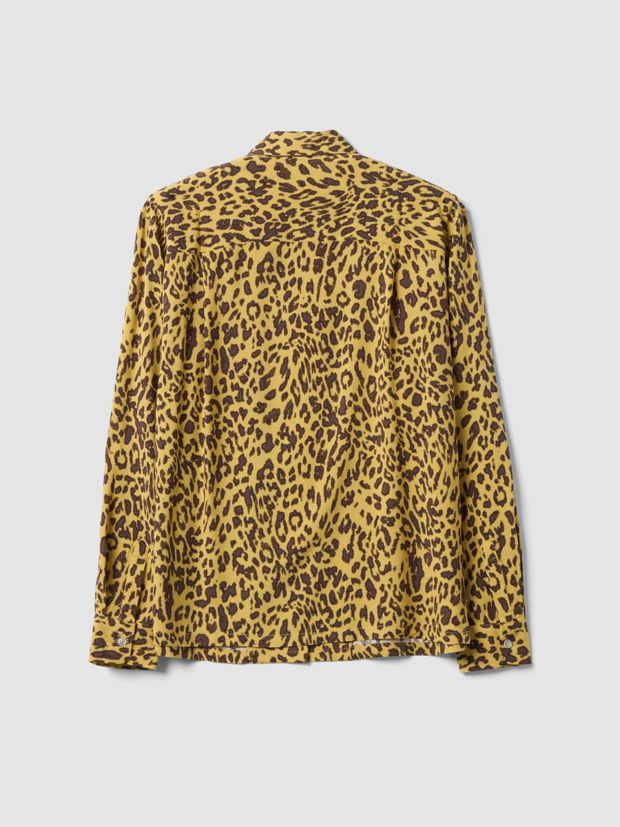 Yellow pure viscose animal-print shirt, regular fit_6