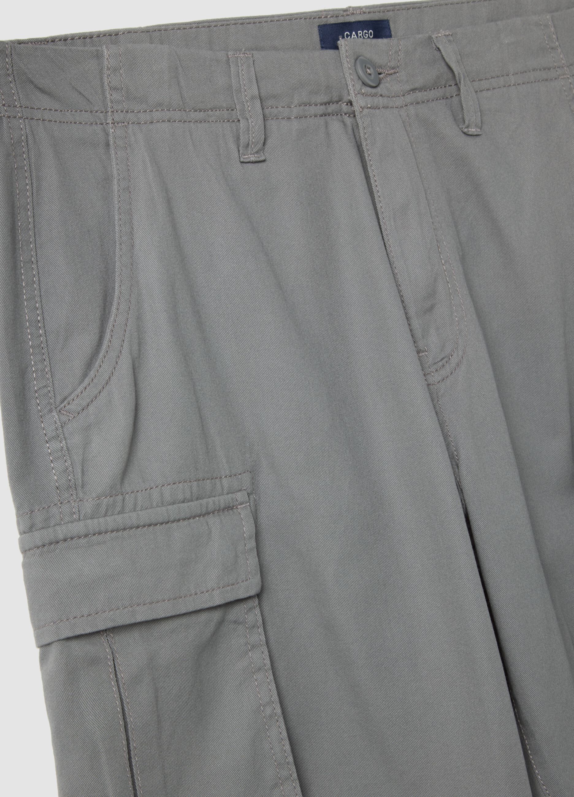 Grey pure cotton regular-fit cargo shorts