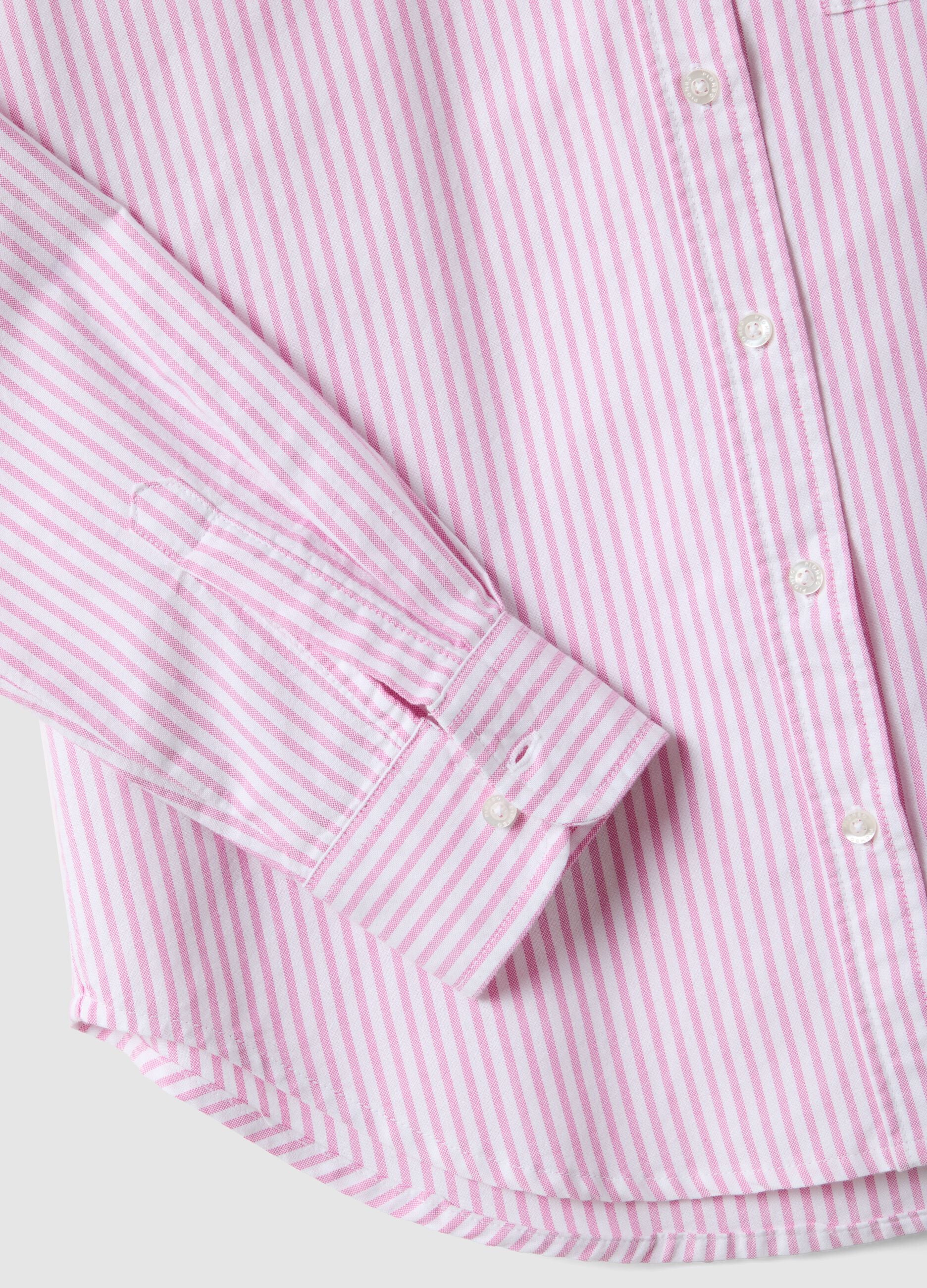 Multicolour striped pure cotton long-sleeve shirt, regular fit