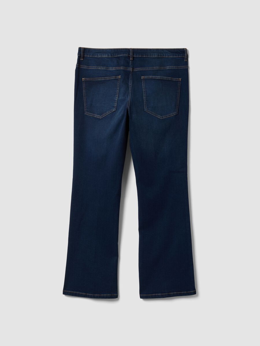 Blue stretch-cotton denim bootcut jeans_1