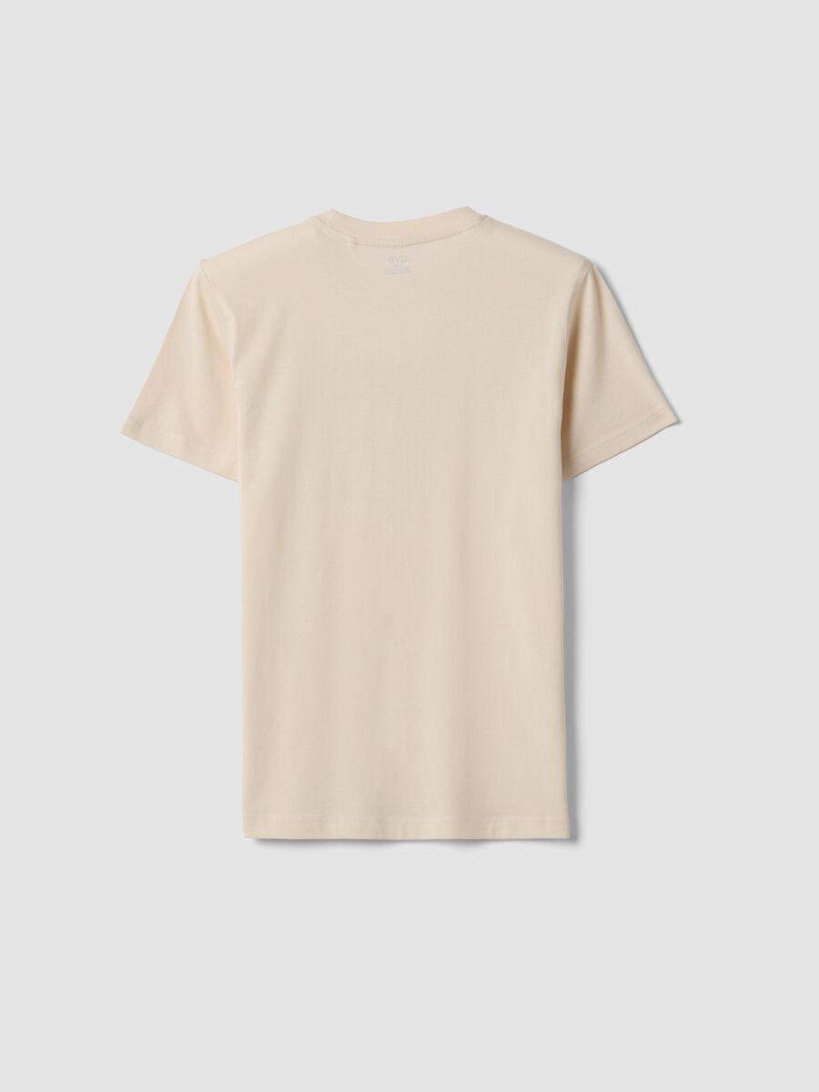 T-shirt in puro cotone beige da ragazzo regular fit con stampa_4