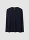 Blue long-sleeve crew-neck T-shirt in pure organic cotton_0