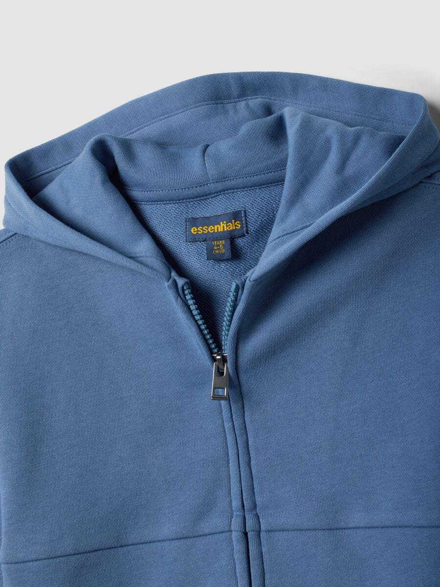 Blue organic cotton hooded sweatshirt with oversized fit for boys_2