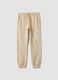 Beige pure cotton joggers with print for boys_3