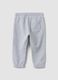 Grey jogger trousers in pure organic cotton with drawstring for baby boy_1