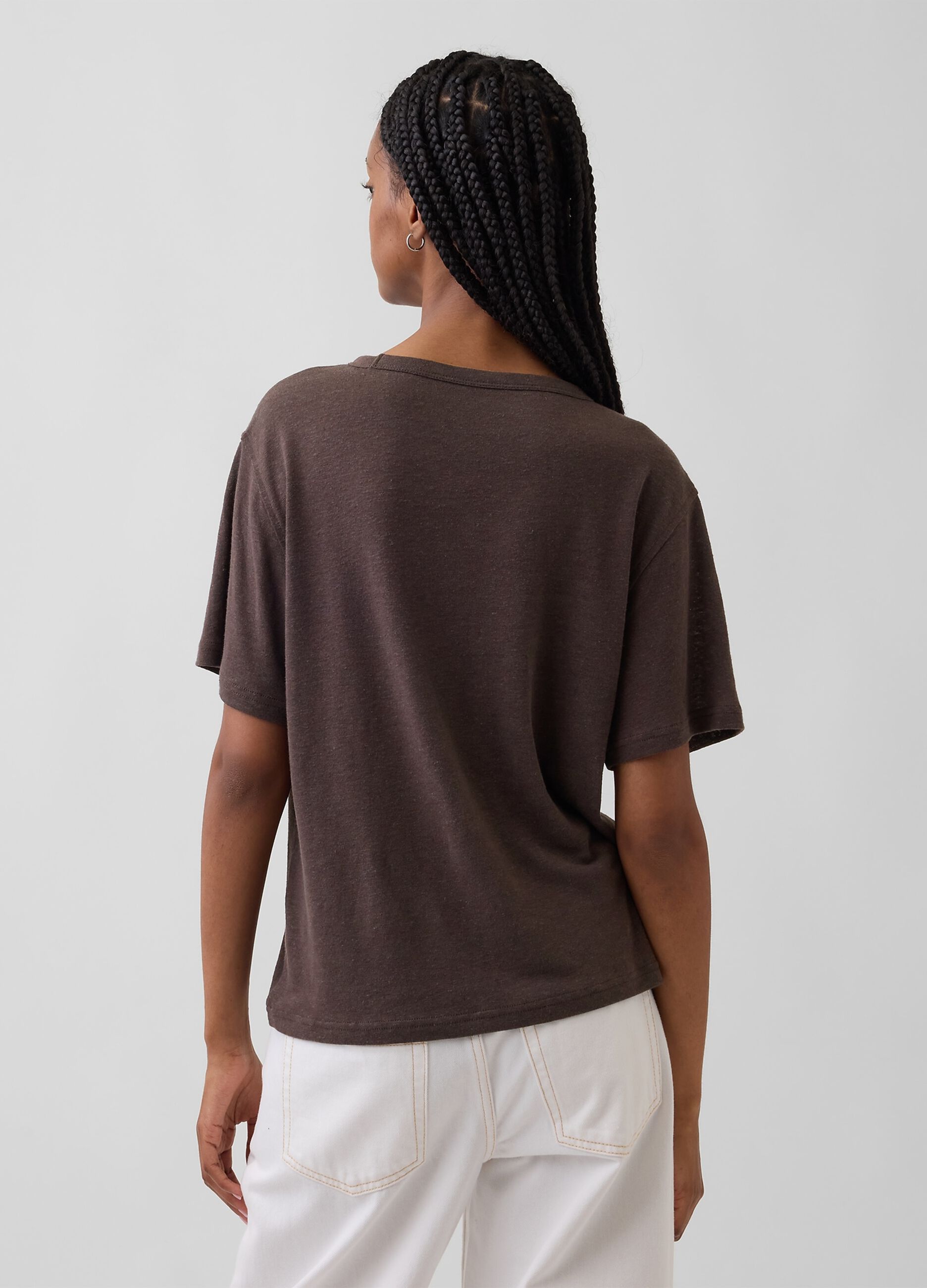 Short-sleeve linen-blend T-shirt