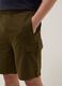 Green cotton-blend cargo shorts with pockets, relaxed fit_3
