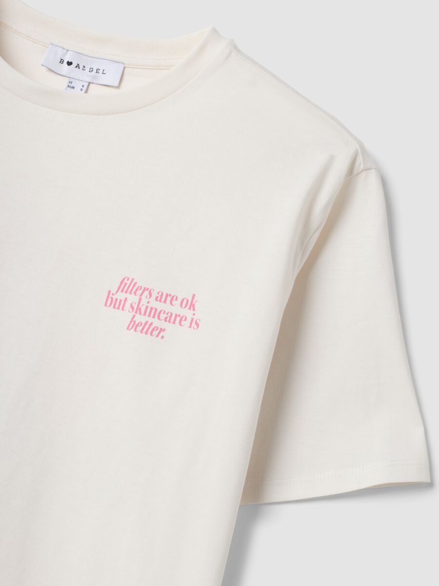 White pure cotton T-shirt with beauty slogan, relaxed fit_5