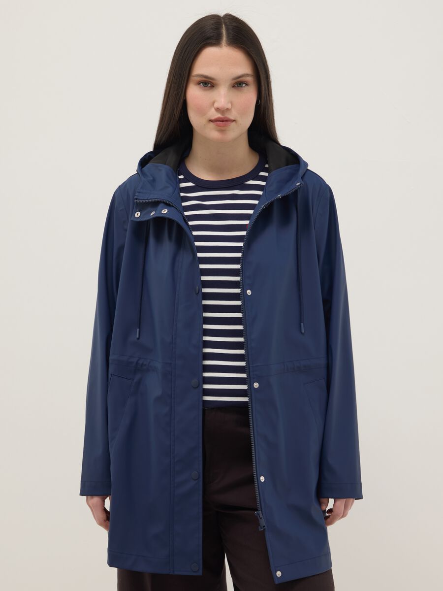 Regular fit blue rain jacket with hood_2