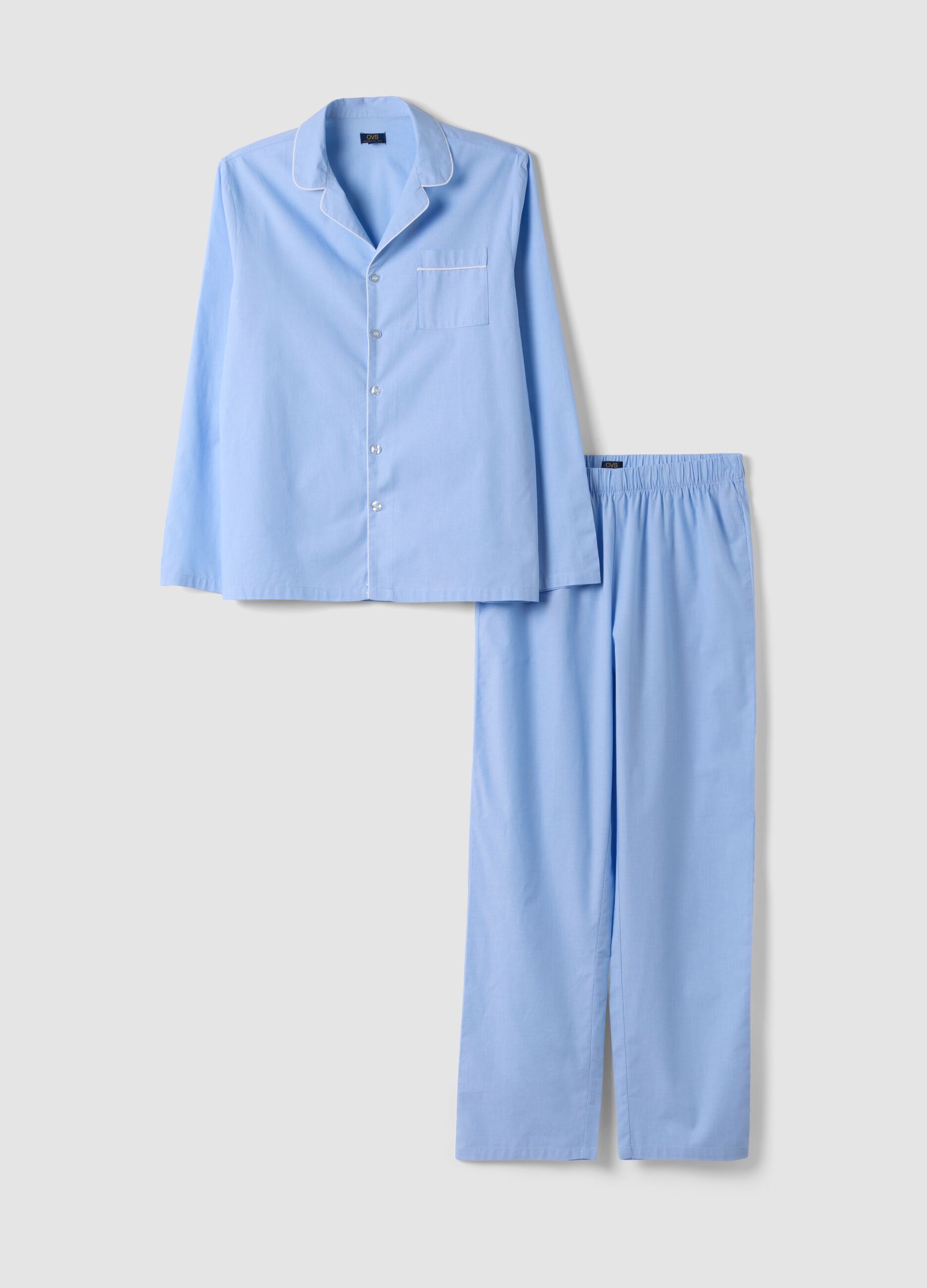 Light blue organic cotton pyjamas with collar