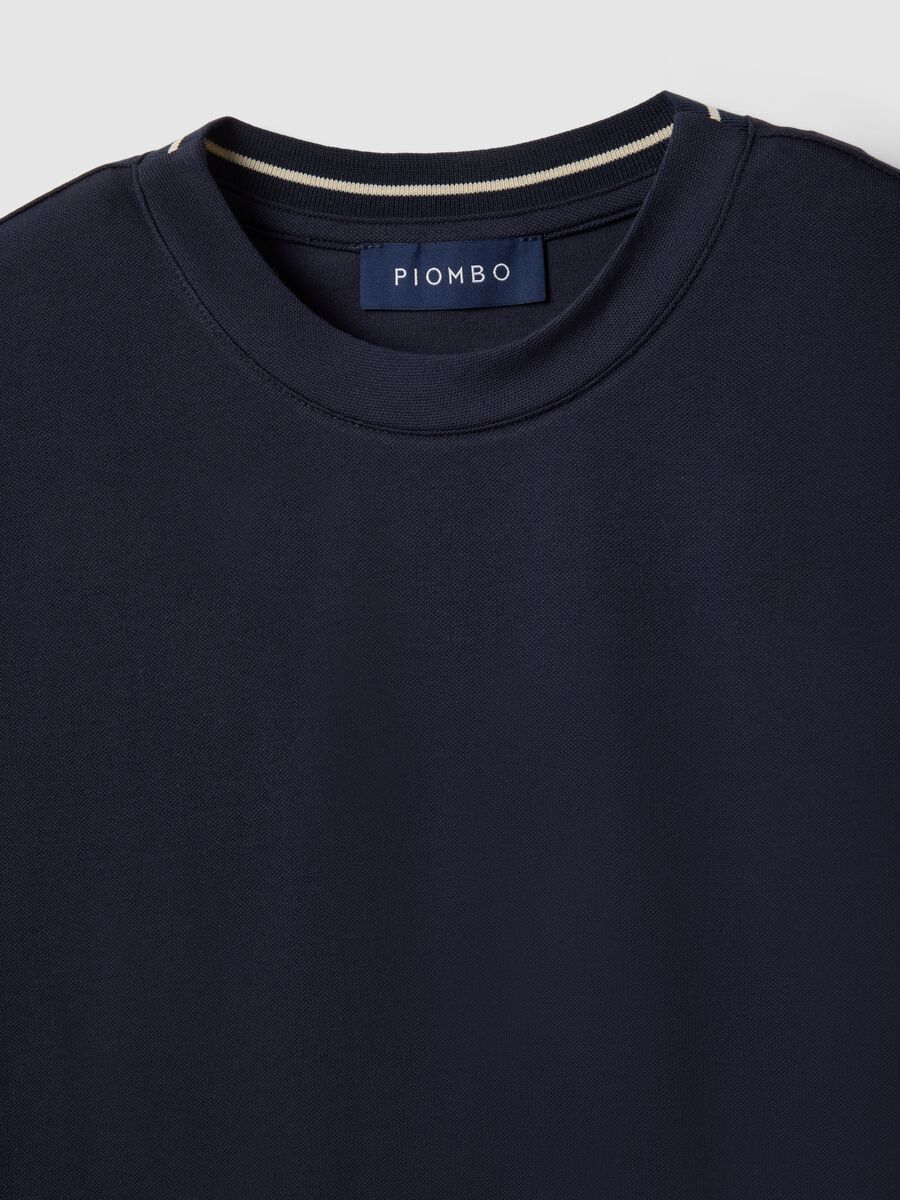 Blue relaxed fit crew neck t-shirt in stretch cotton_5