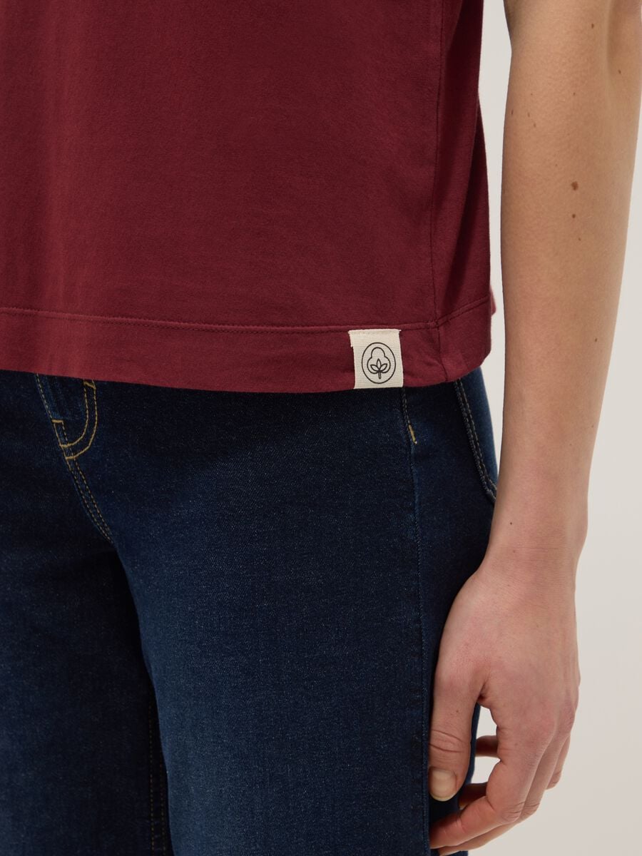 Red crew neck t-shirt in pure cotton regular fit_3