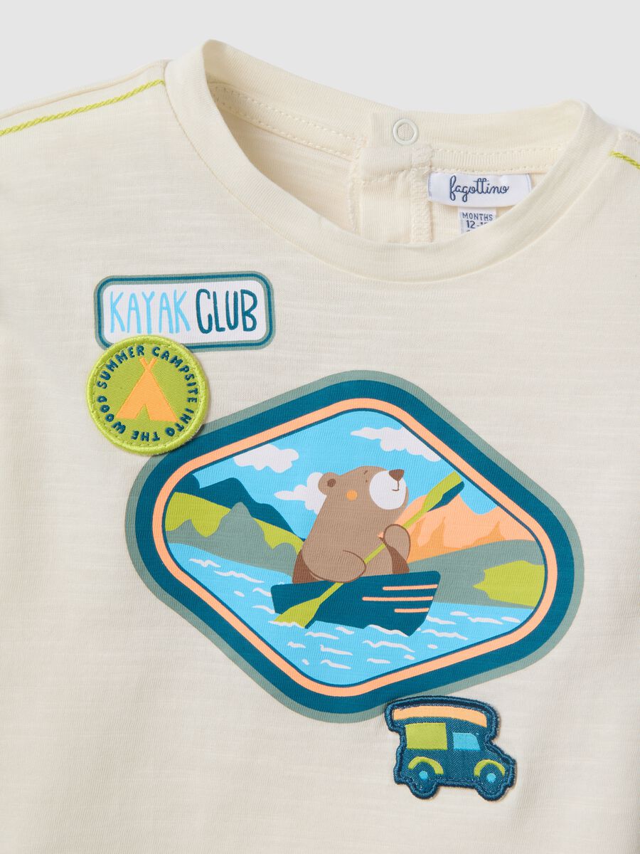 Baby boys&rsquo; white pure cotton regular-fit T-shirt with teddy bear print_3