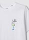 White pure cotton T-shirt with print, regular fit_5