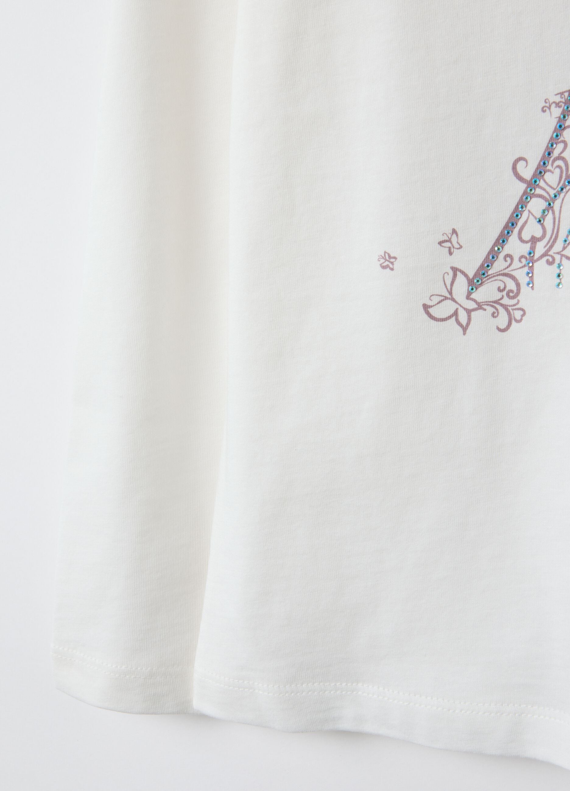 Girls' white pure cotton regular fit T-shirt