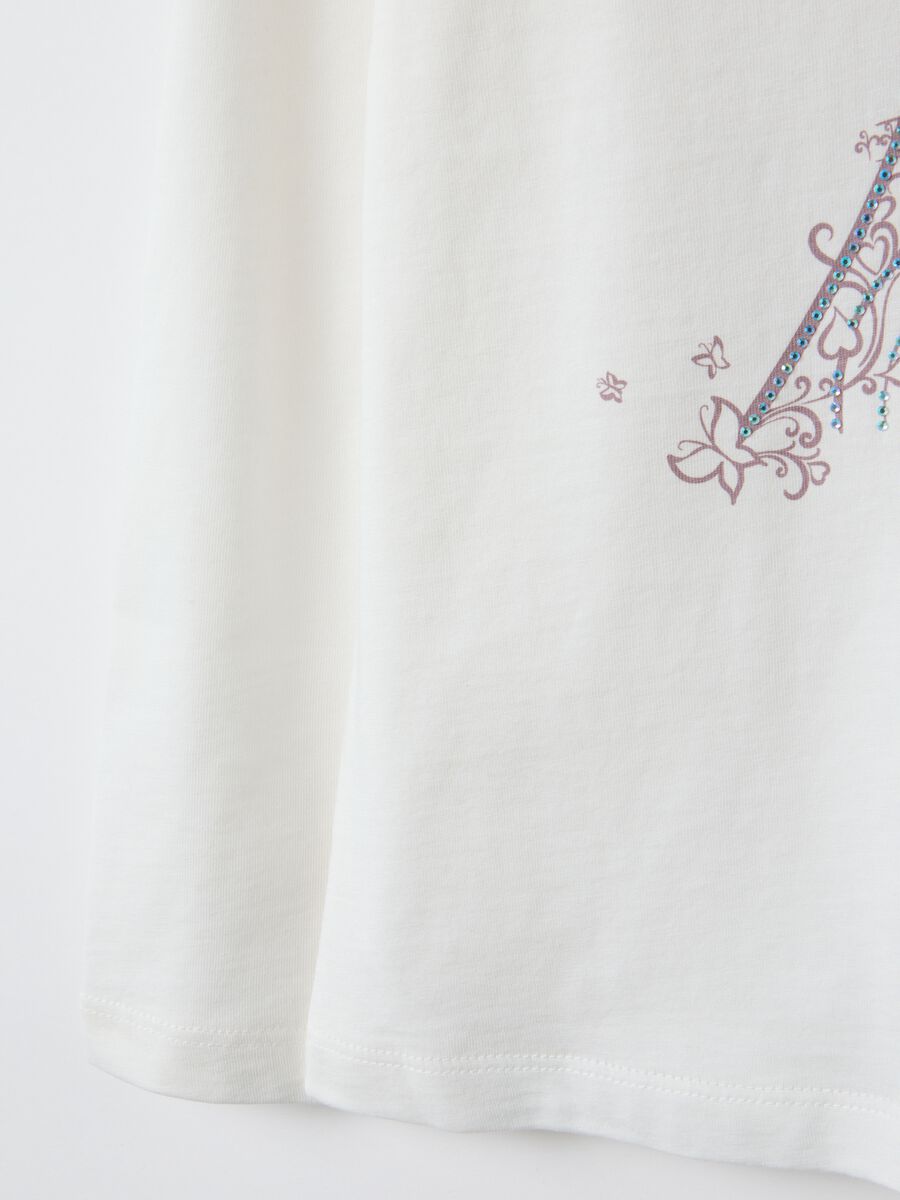 Girls' white pure cotton regular fit T-shirt_3